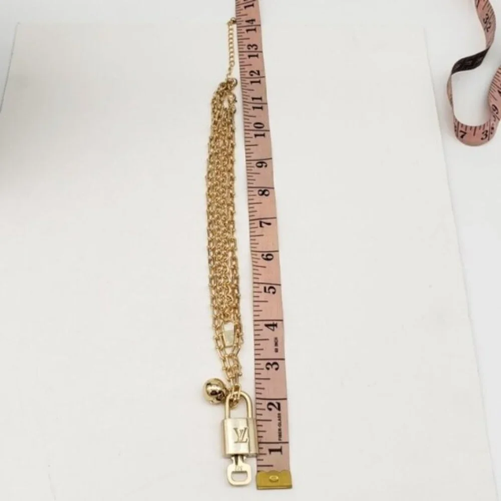 Authentic Louis Vuitton Lock & Key W/ Unbranded Stainless Steel Gold DoubleChain - Picture 7 of 13